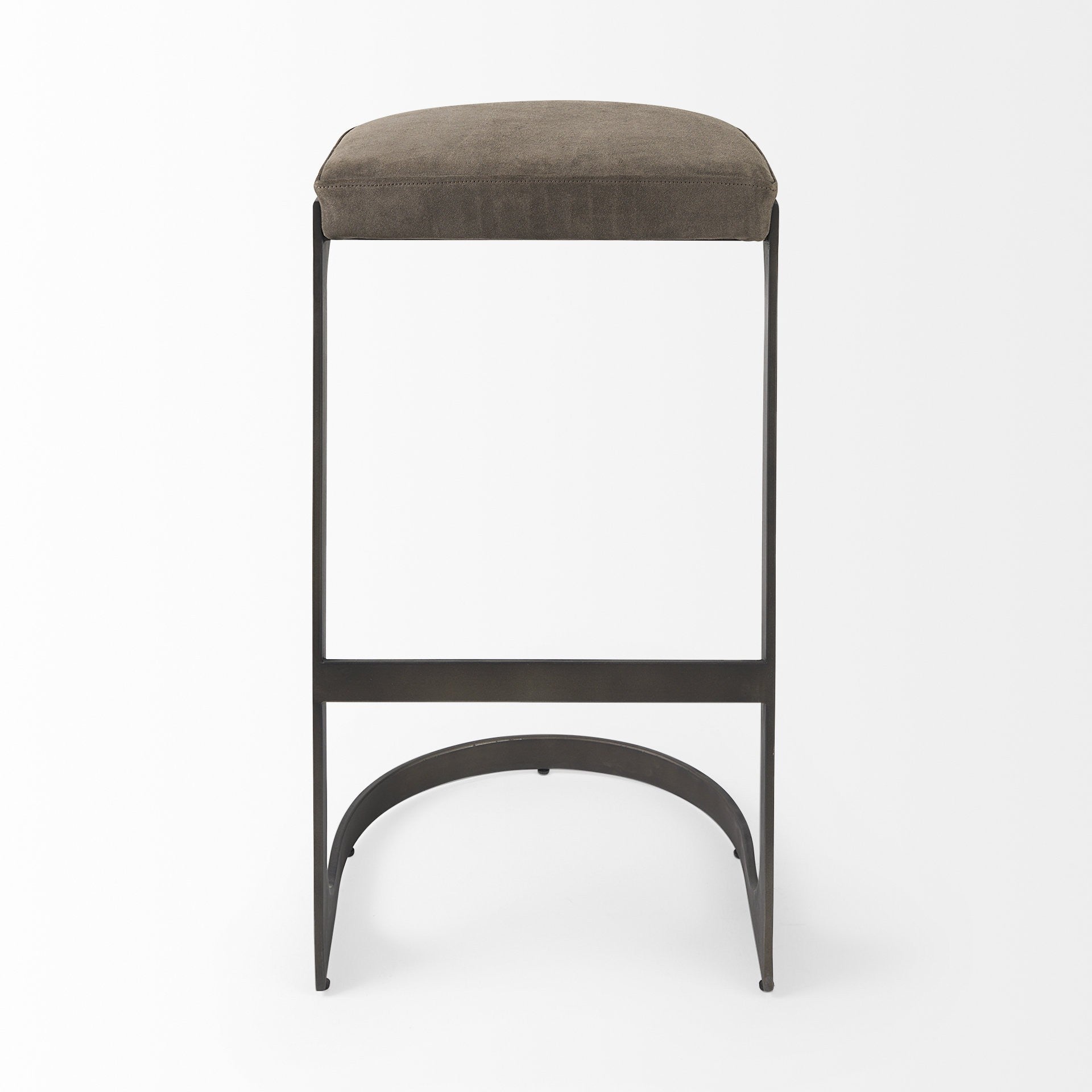 Rowan Black Leather & Metal Backless Bar Chair