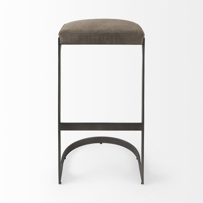 Rowan Black Leather & Metal Backless Bar Chair