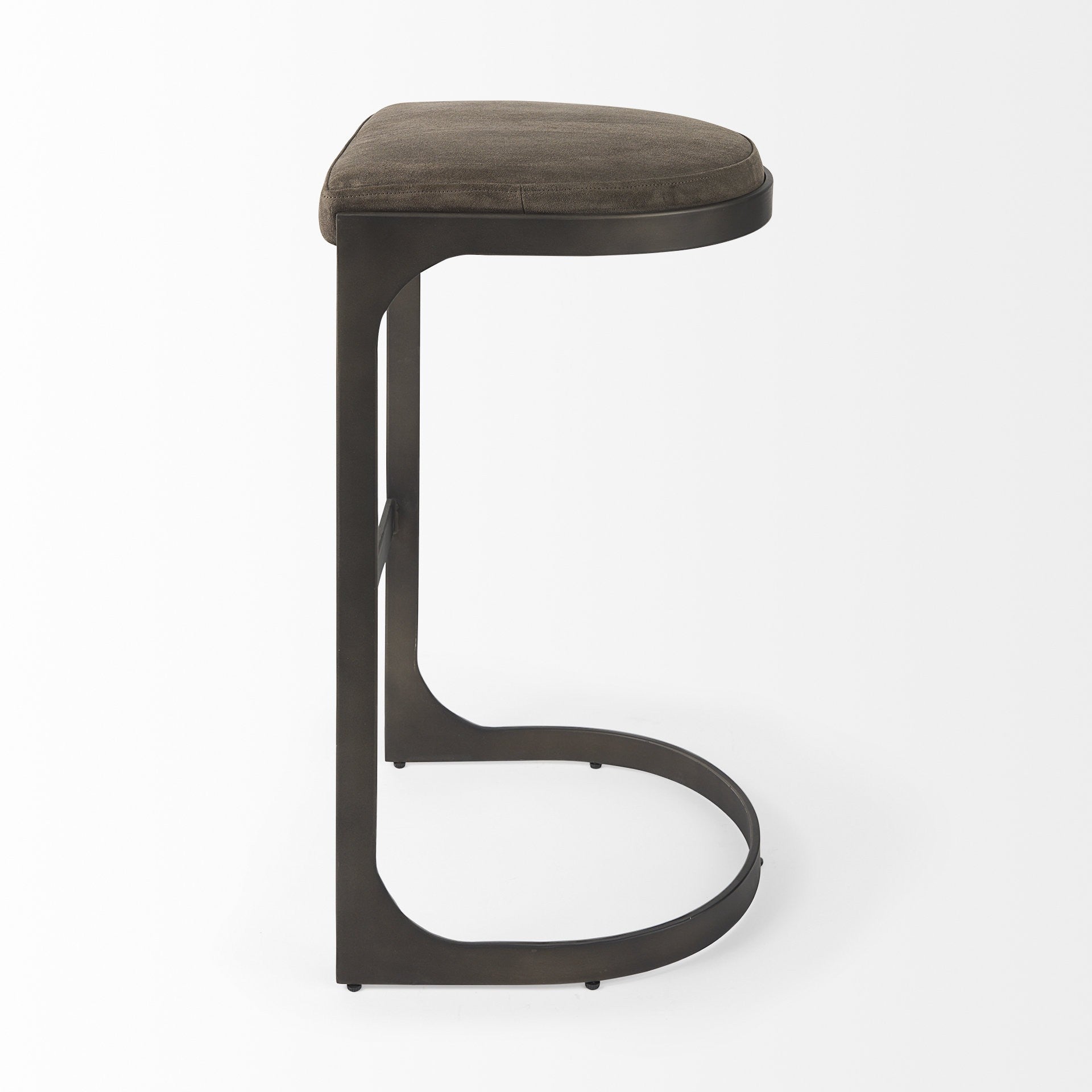 Black Leather & Metal Backless Bar Chair