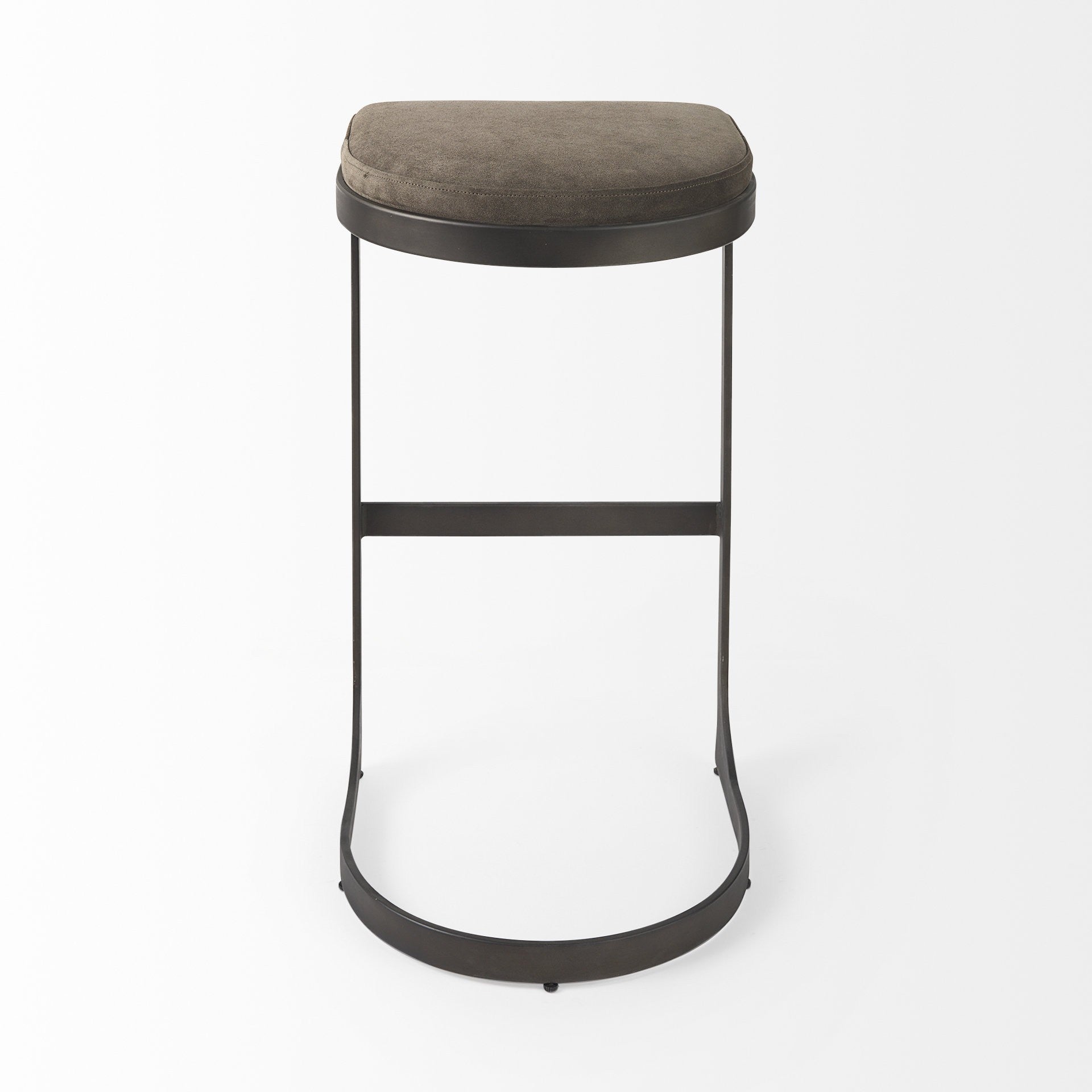 Black Leather & Metal Backless Bar Chair