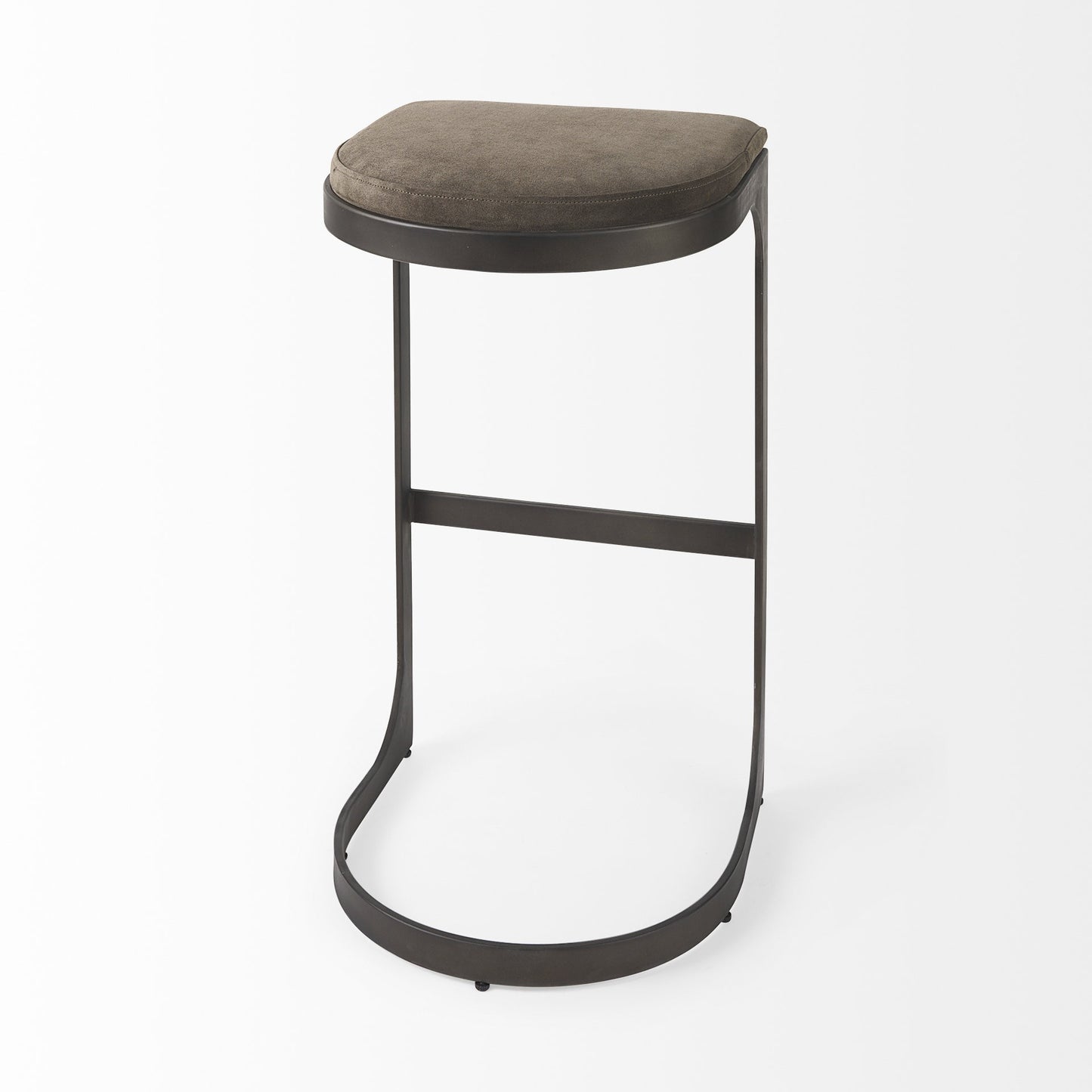 Black Leather & Metal Backless Bar Chair