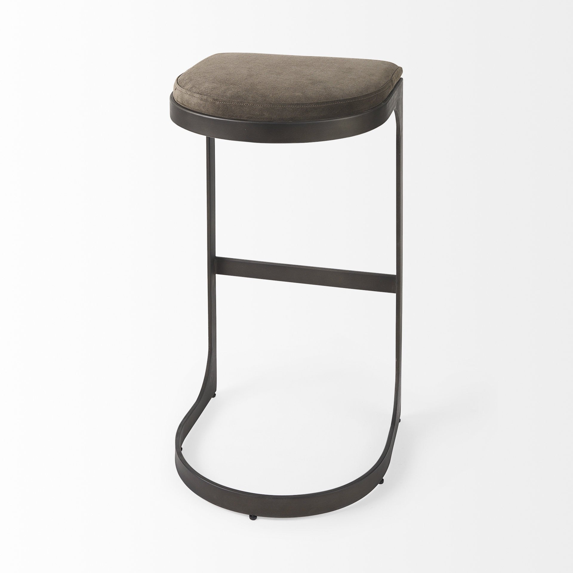 Black Leather & Metal Backless Bar Chair