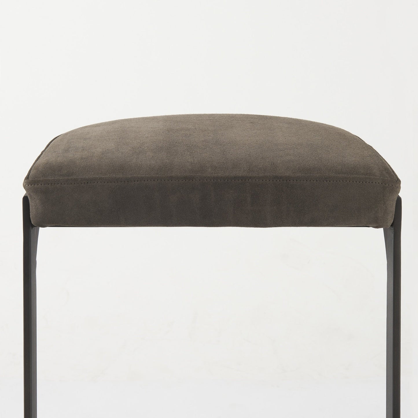Black Leather & Metal Backless Bar Chair