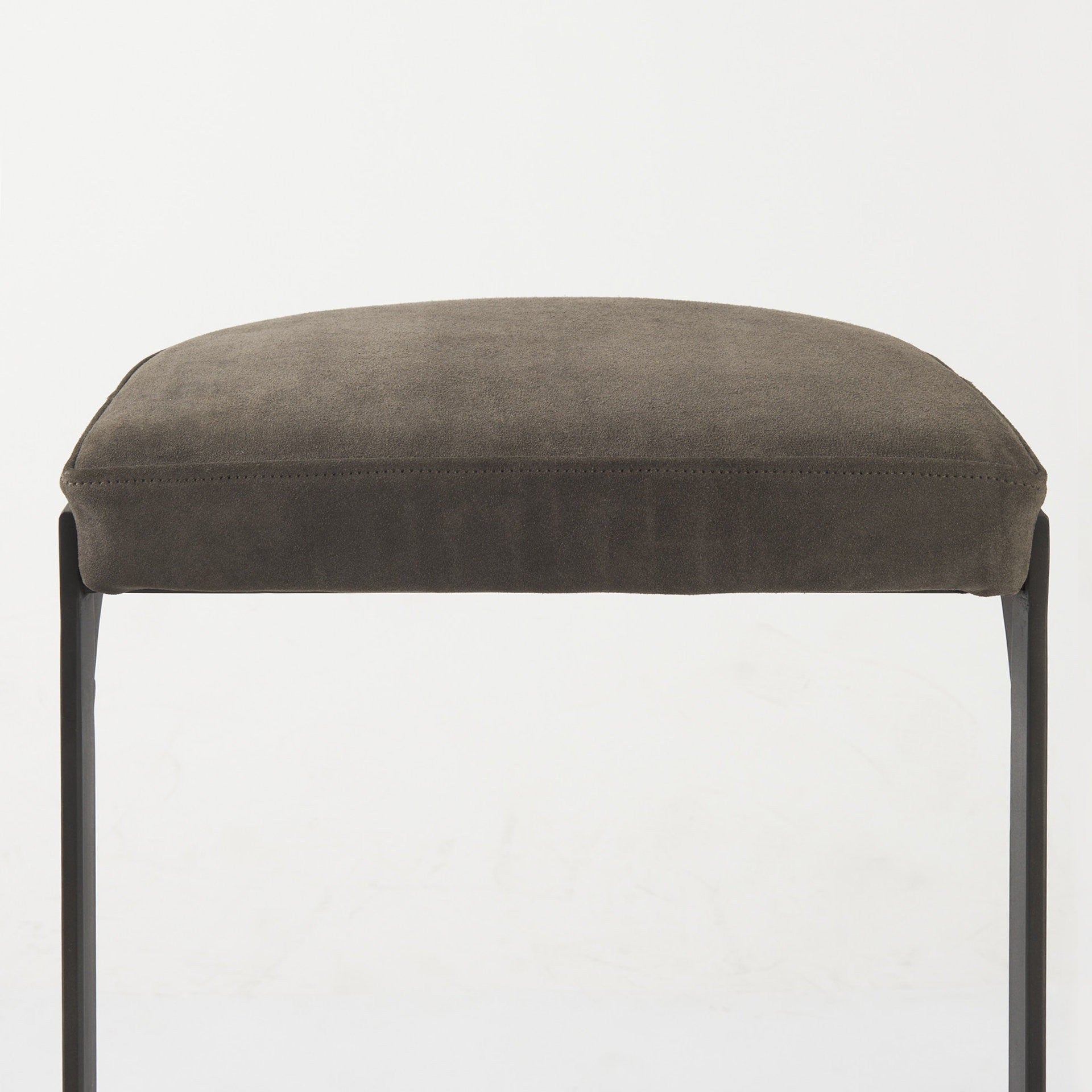 Black Leather & Metal Backless Bar Chair