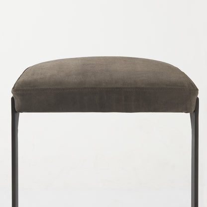 Black Leather & Metal Backless Bar Chair