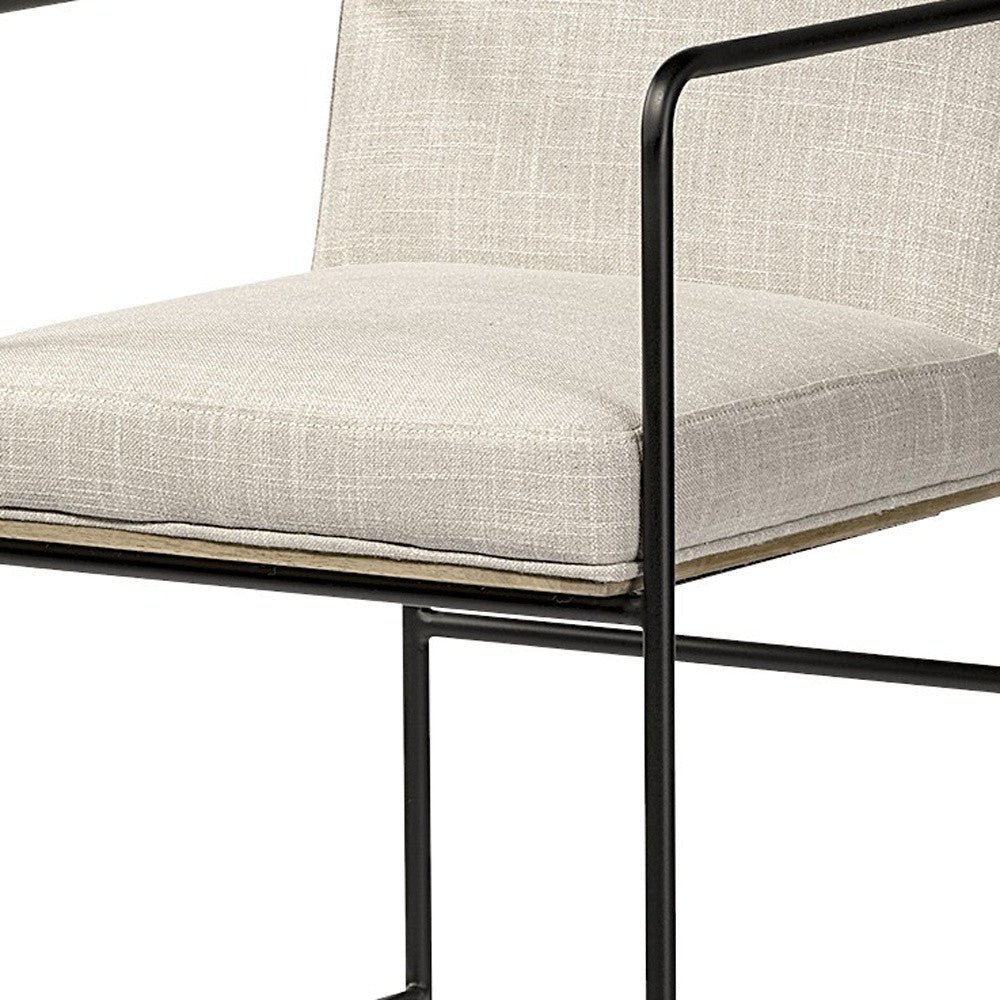 Beige & Black Fabric & Metal Counter Height Bar Chair