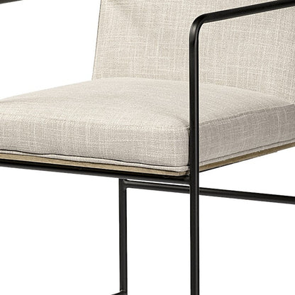 Beige & Black Fabric & Metal Counter Height Bar Chair