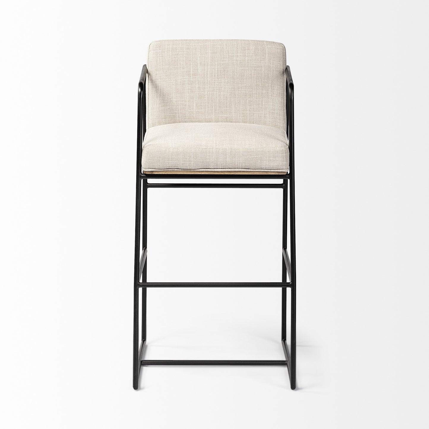 Beige & Black Fabric & Metal Counter Height Bar Chair