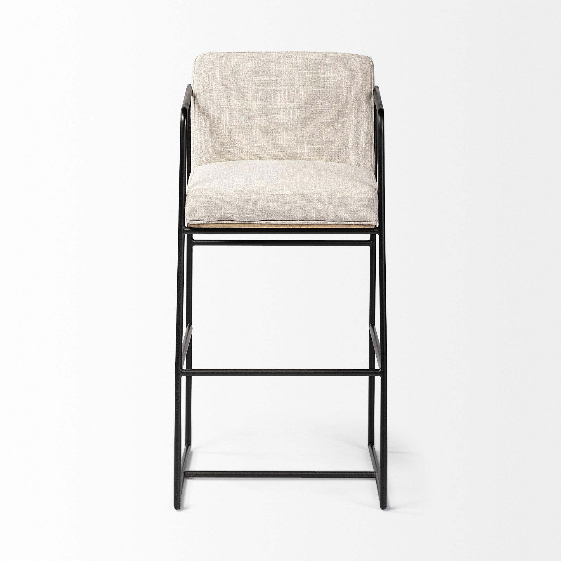 Beige & Black Fabric & Metal Counter Height Bar Chair