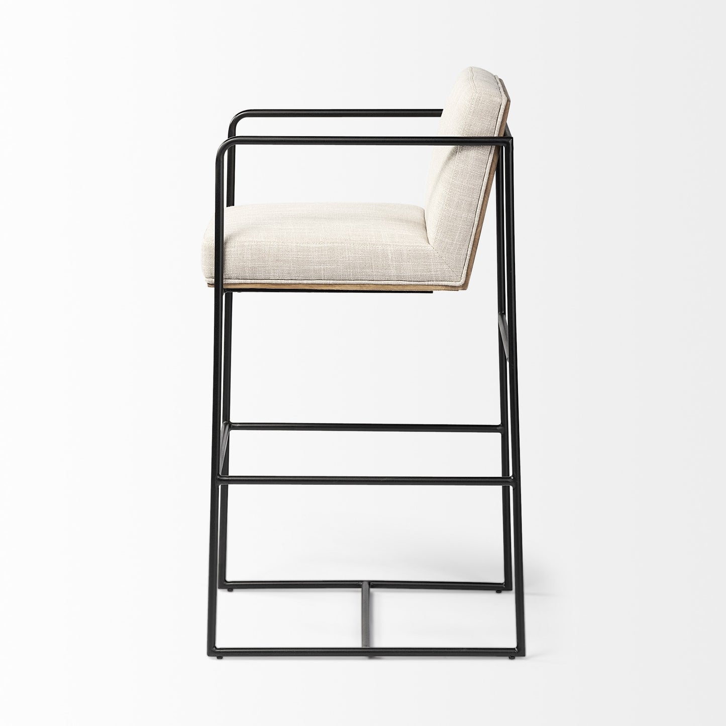 Beige & Black Fabric & Metal Counter Height Bar Chair