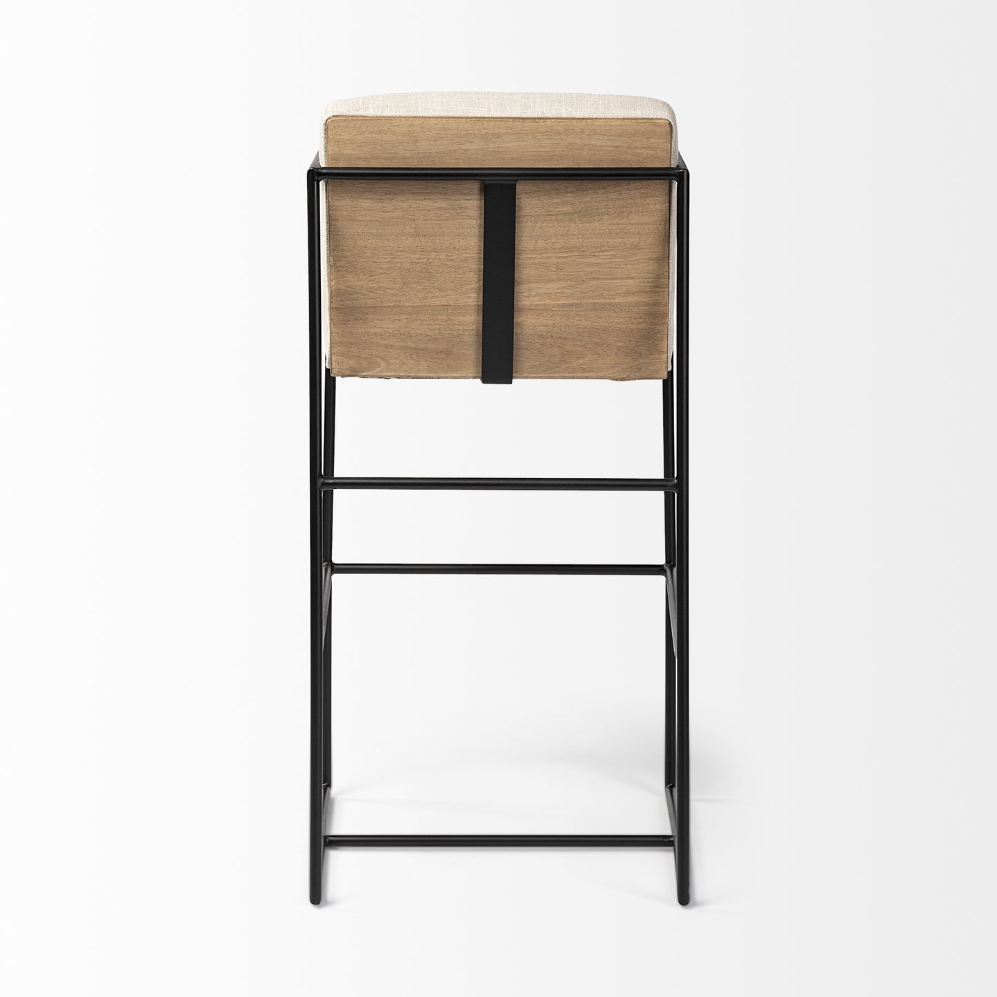 Beige & Black Fabric & Metal Counter Height Bar Chair