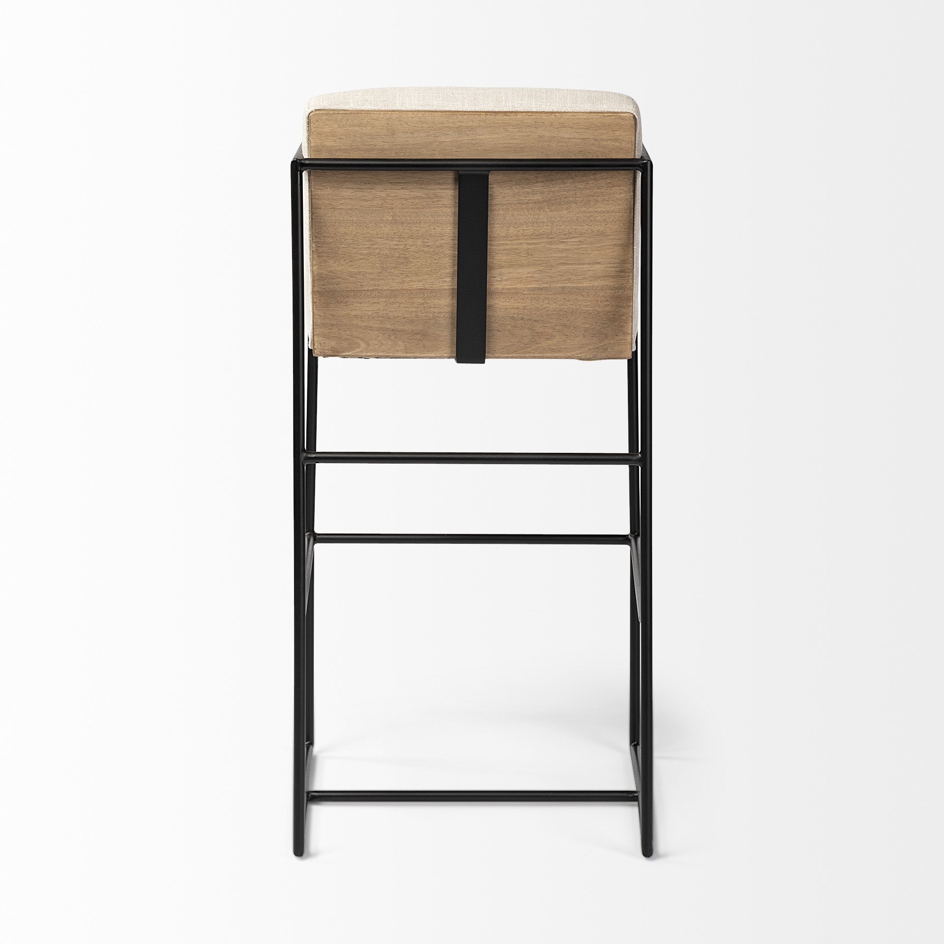 Beige & Black Fabric & Metal Counter Height Bar Chair