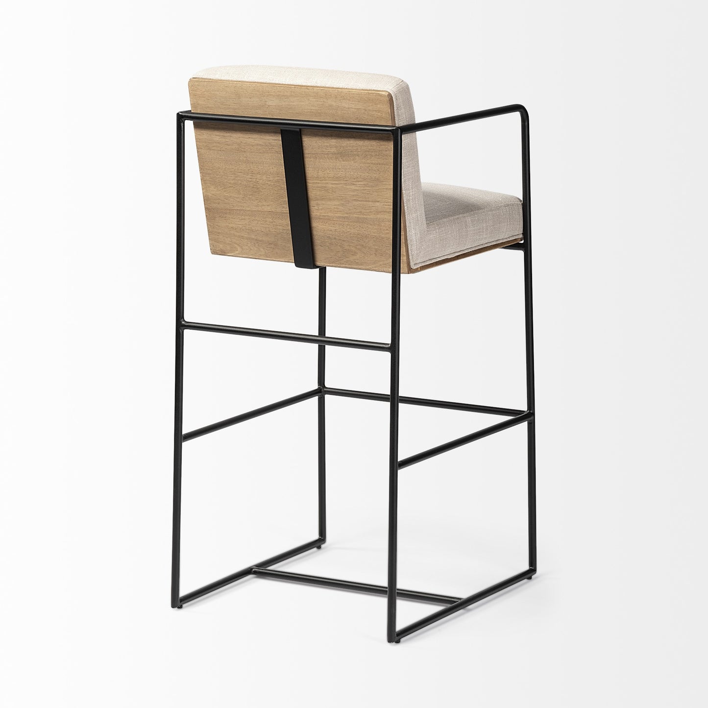 Beige & Black Fabric & Metal Counter Height Bar Chair