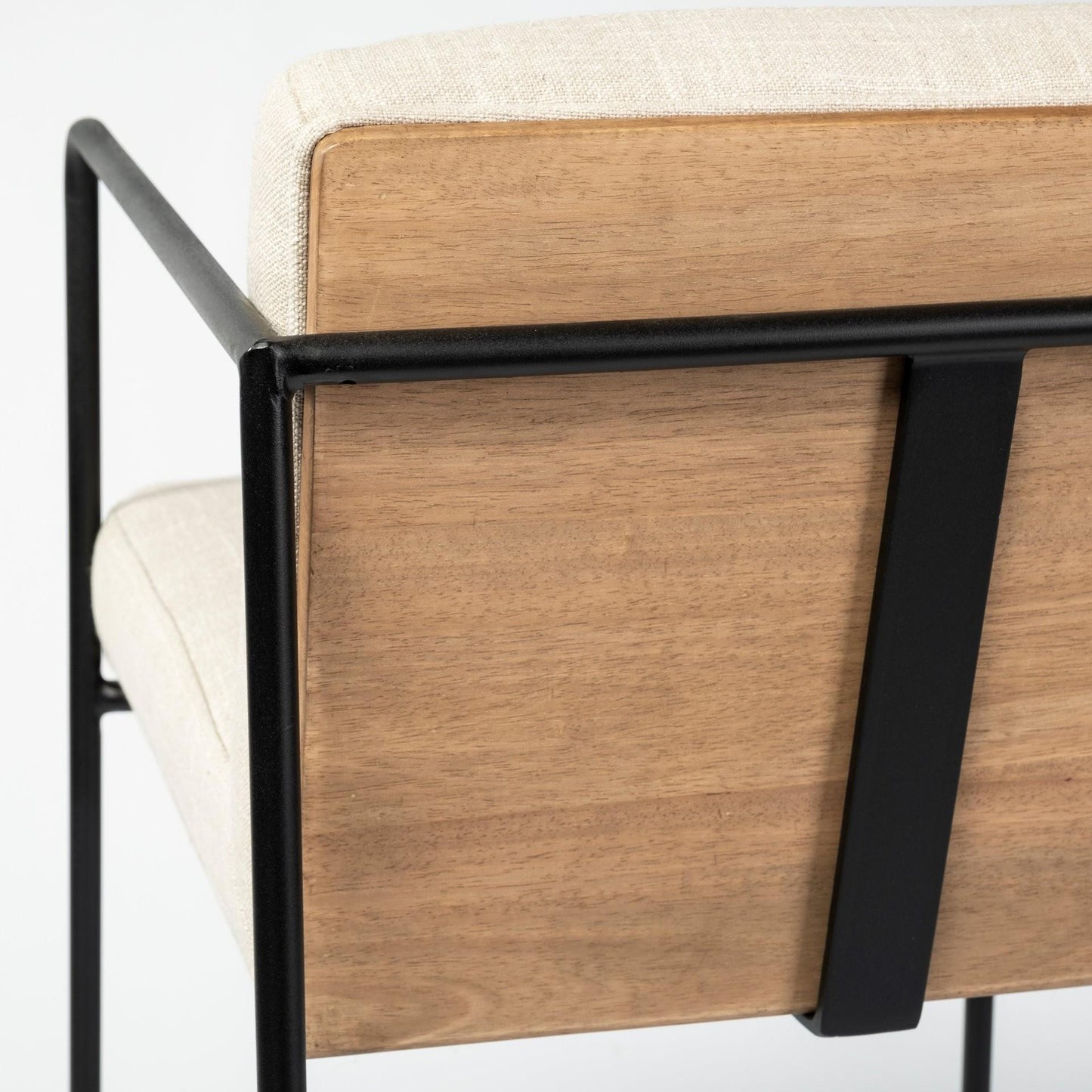 Beige & Black Fabric & Metal Counter Height Bar Chair