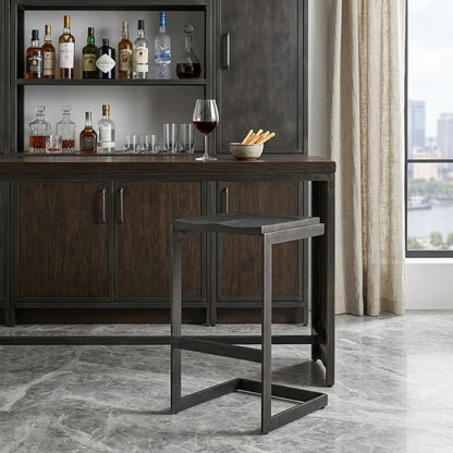 Black Solid & Manufactured Wood Backless Bar Height Bar Chair