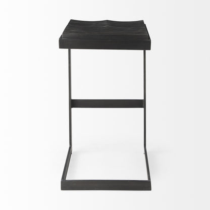 Black Solid & Manufactured Wood Backless Bar Height Bar Chair