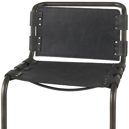 Black & Gray Leather & Iron Bar Height Bar Chair