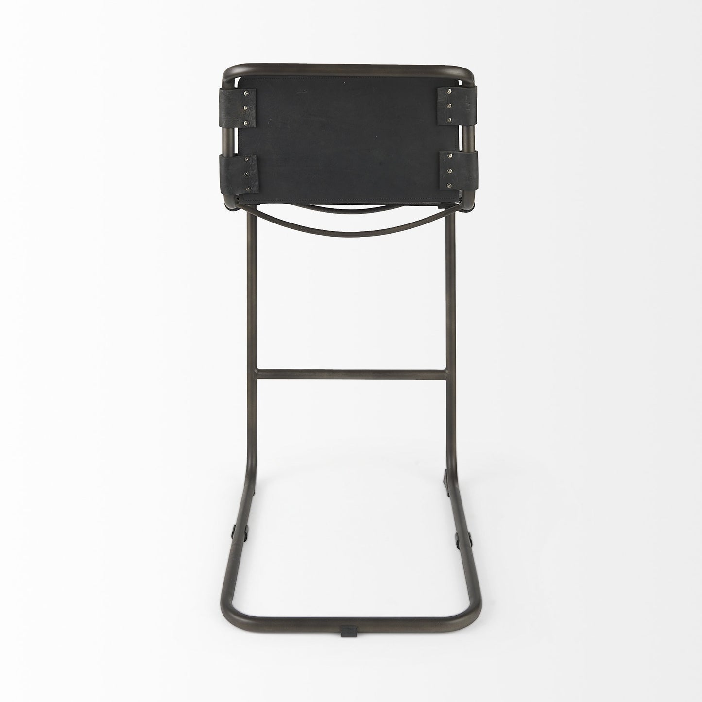 Black & Gray Leather & Iron Bar Height Bar Chair