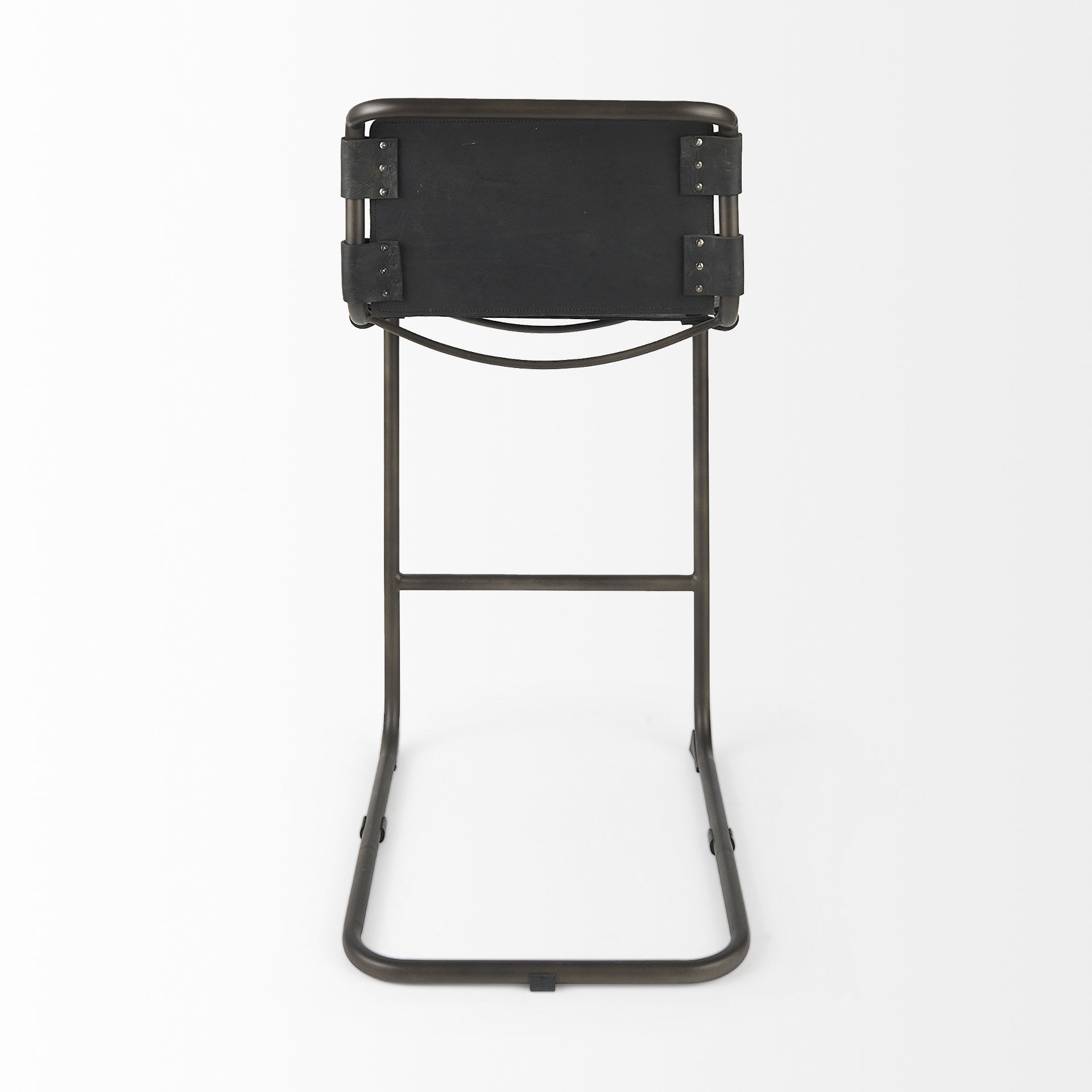 Black & Gray Leather & Iron Bar Height Bar Chair