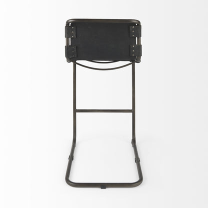 Black & Gray Leather & Iron Bar Height Bar Chair