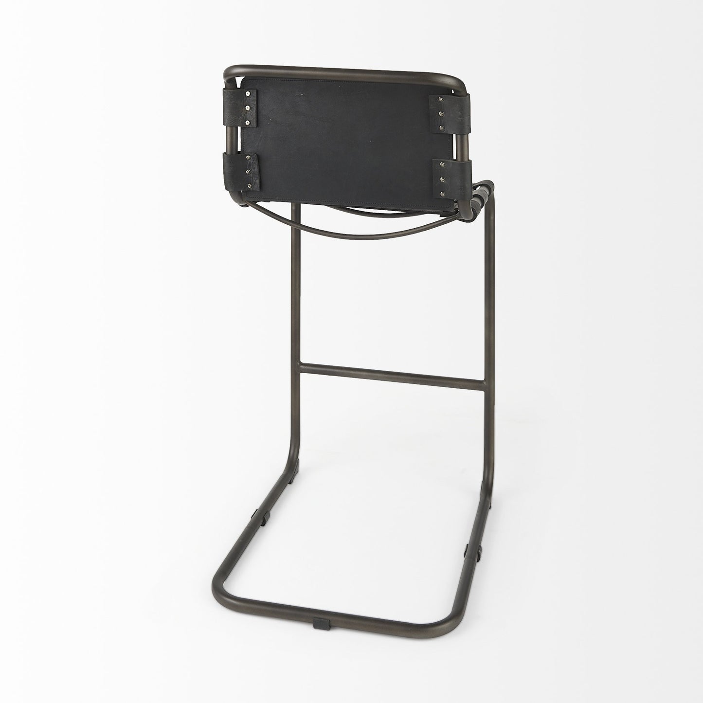 Black & Gray Leather & Iron Bar Height Bar Chair
