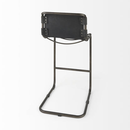 Black & Gray Leather & Iron Bar Height Bar Chair