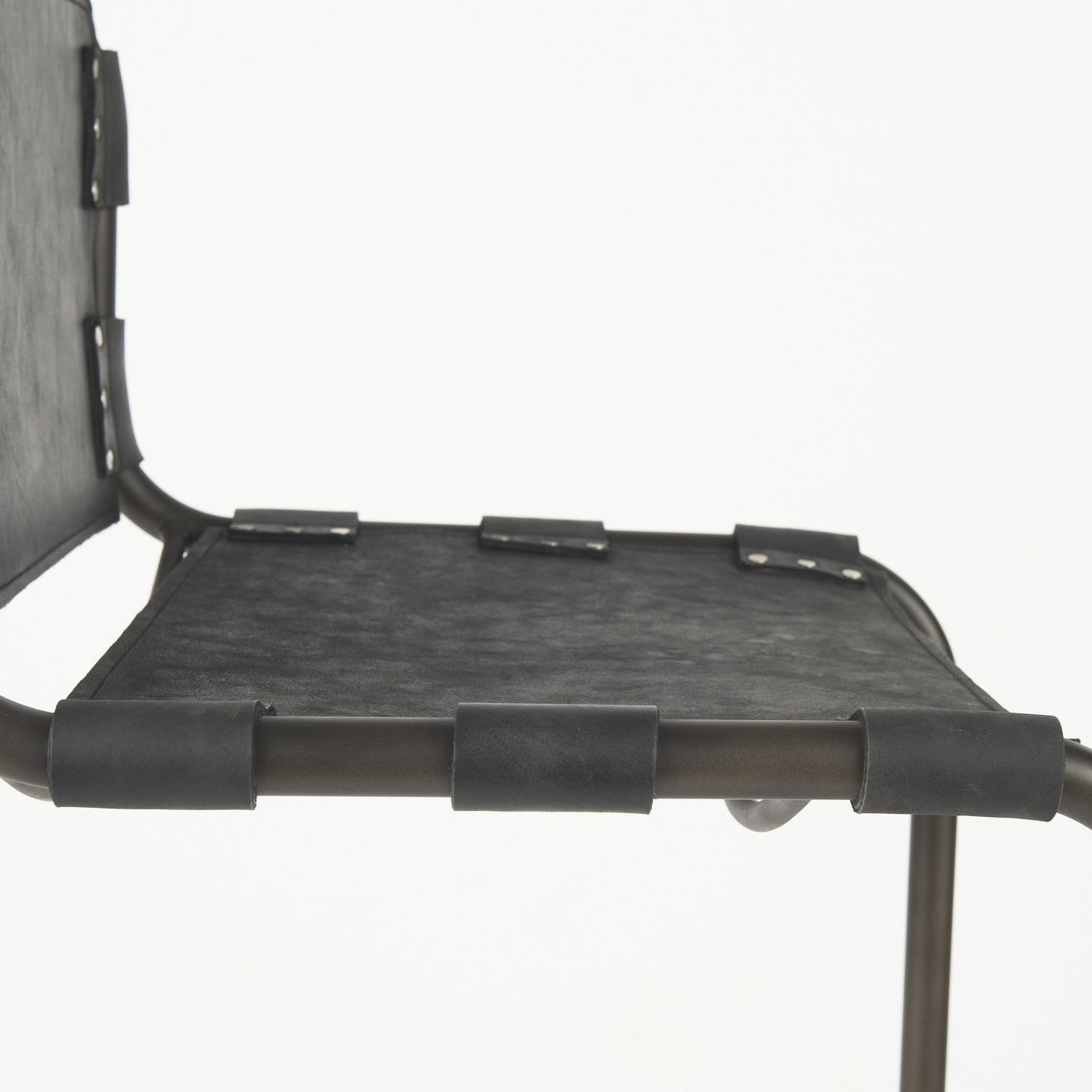 Black & Gray Leather & Iron Bar Height Bar Chair