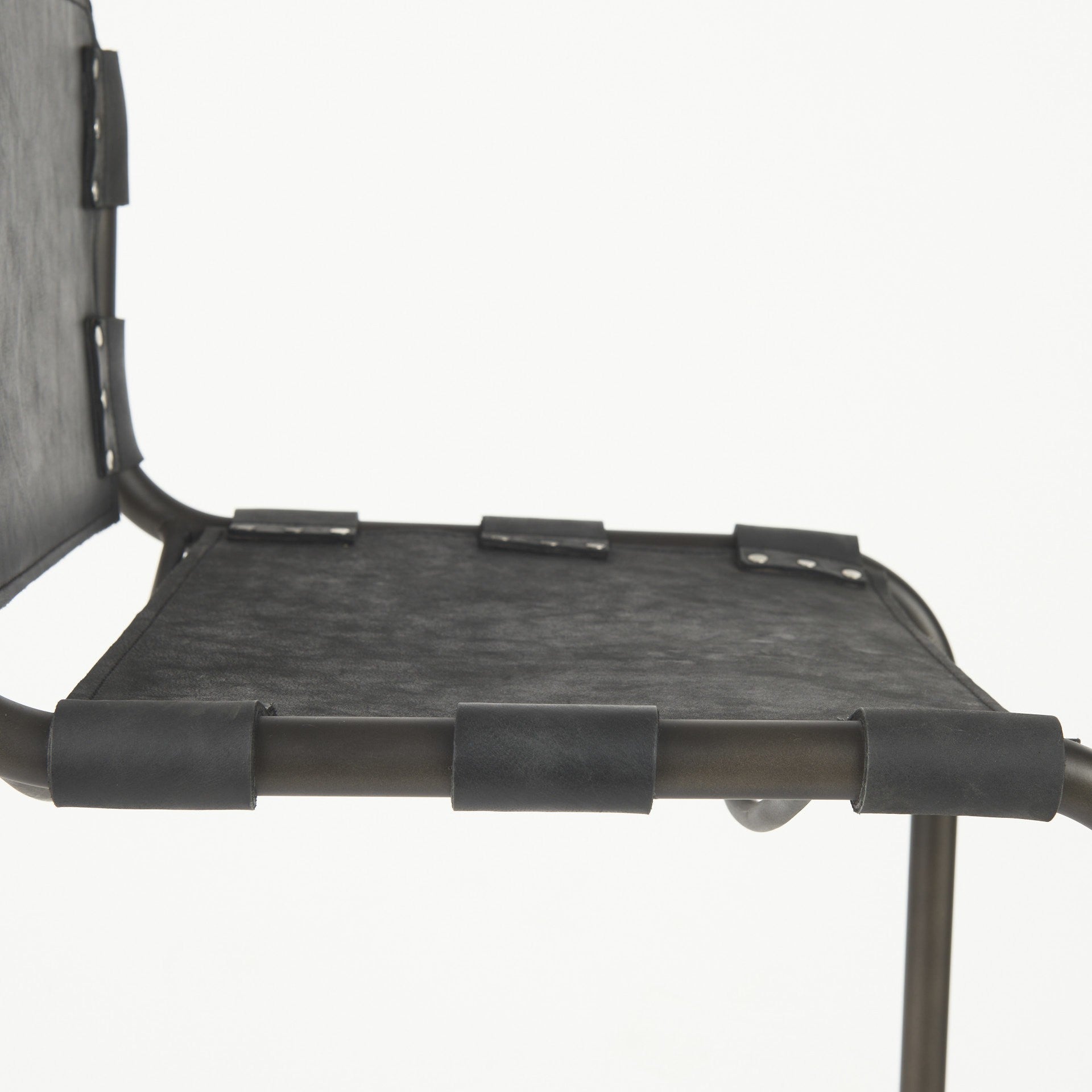 Black & Gray Leather & Iron Bar Height Bar Chair