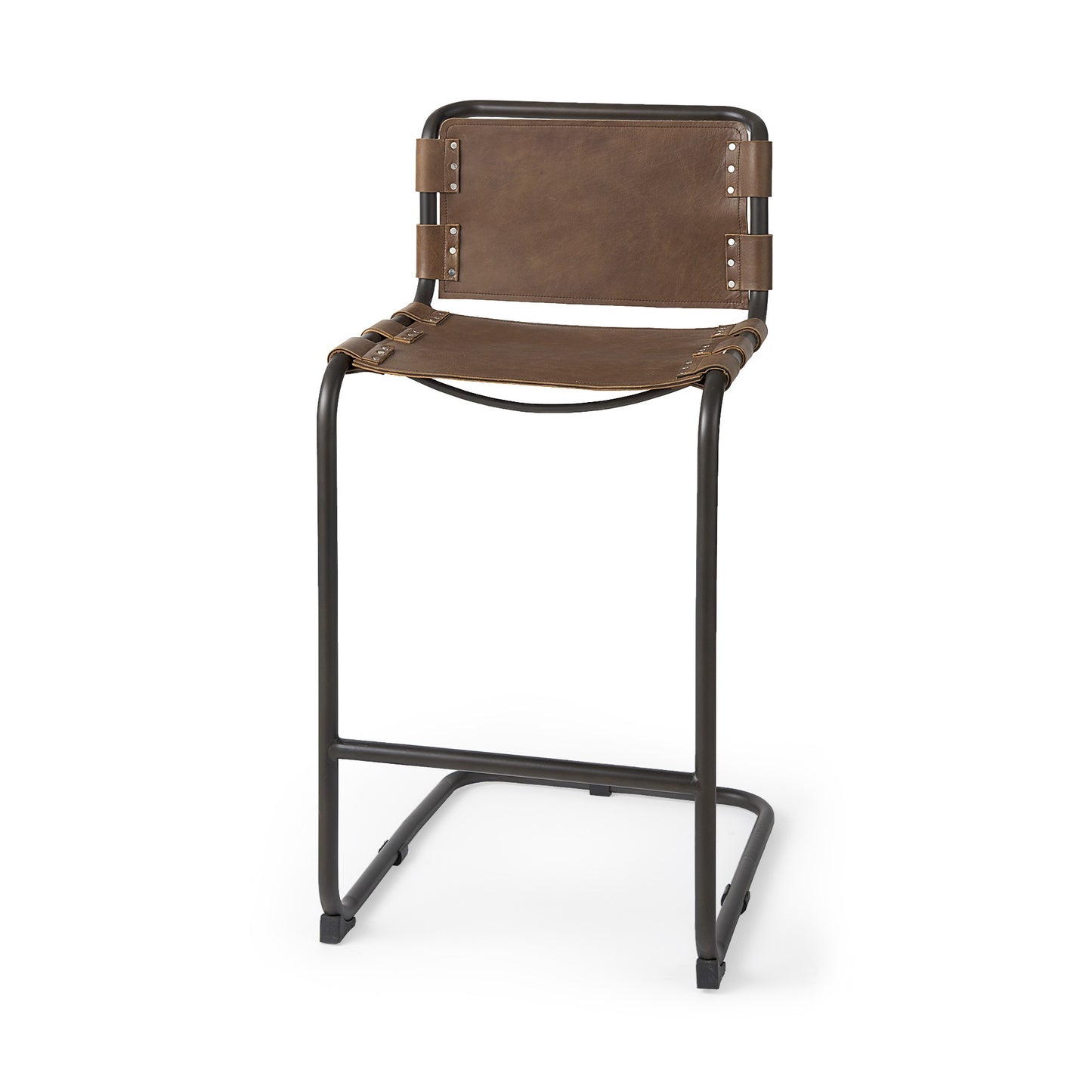 Callum Brown & Black Leather & Metal Bar Chair