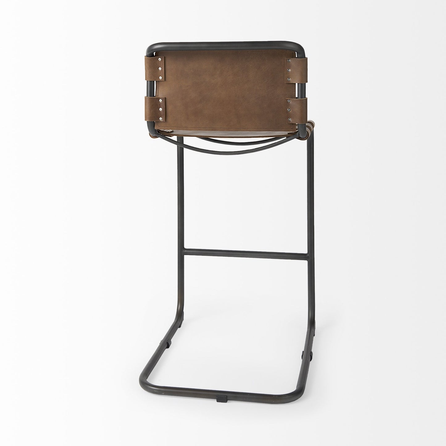 Brown & Black Leather & Metal Bar Chair