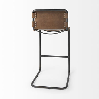 Brown & Black Leather & Metal Bar Chair