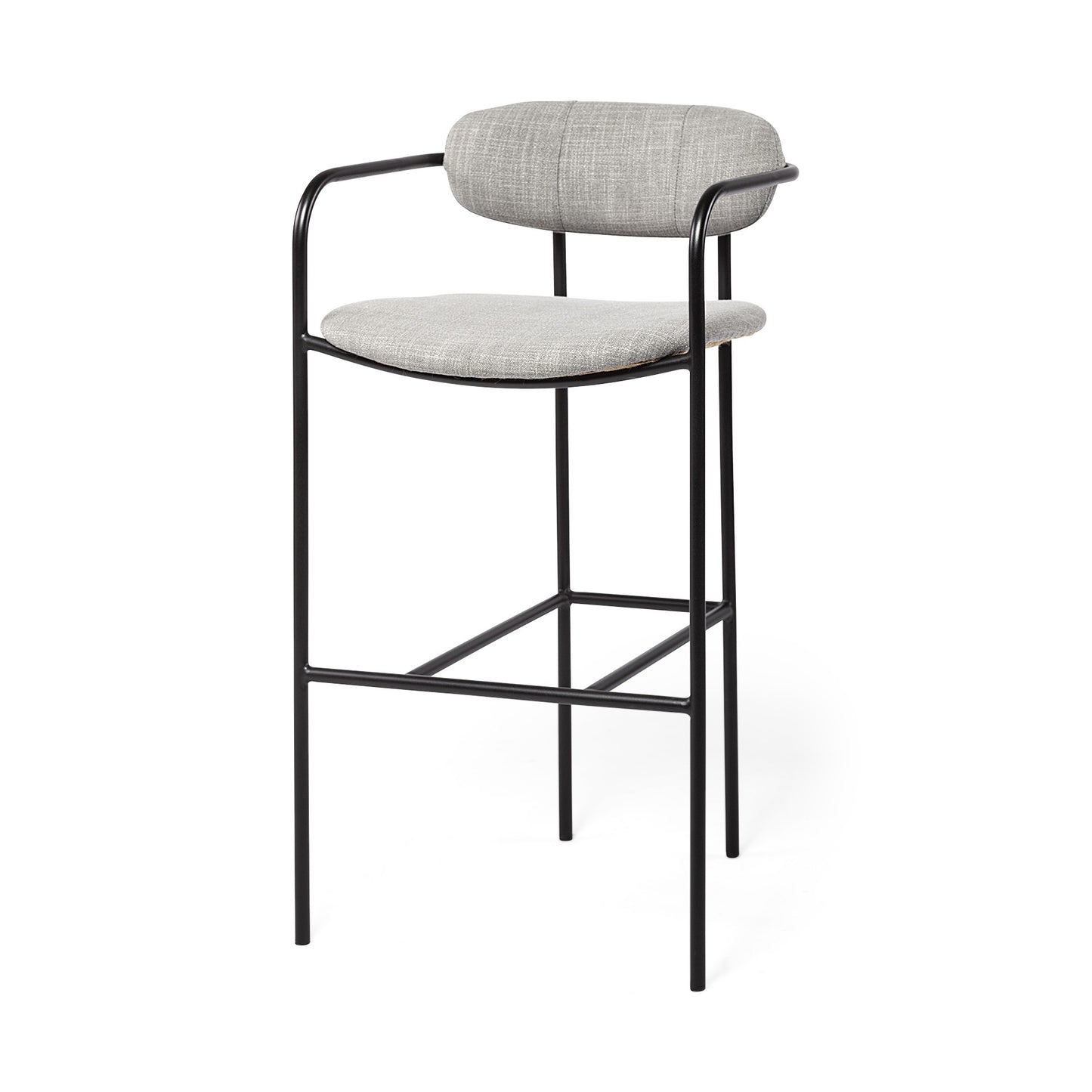 Gray & Black Fabric & Steel Bar Height Bar Chair
