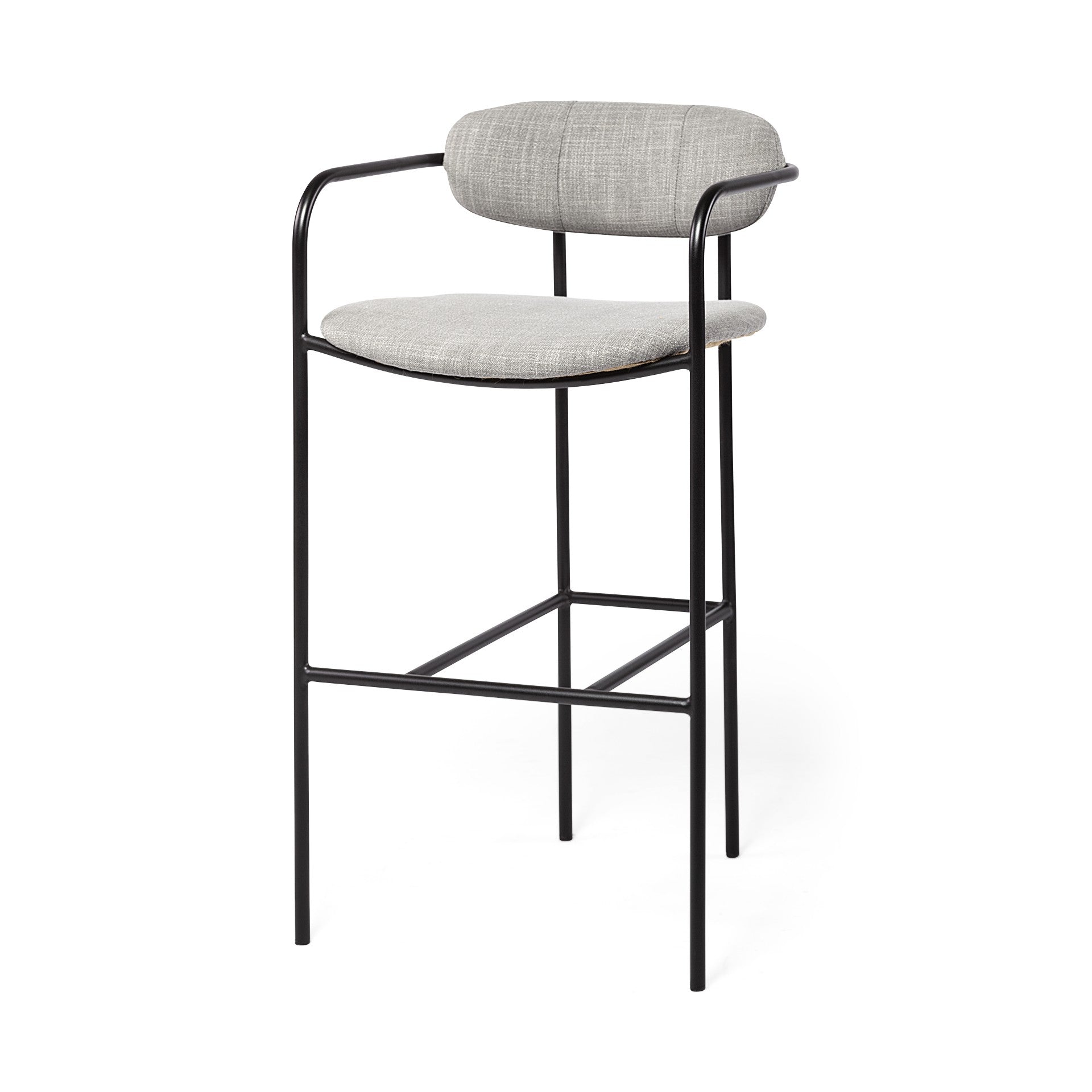Gray & Black Fabric & Steel Bar Height Bar Chair