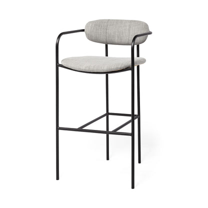 Gray & Black Fabric & Steel Bar Height Bar Chair