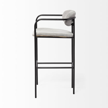 Gray & Black Fabric & Steel Bar Height Bar Chair