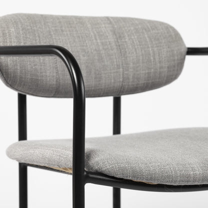 Gray & Black Fabric & Steel Bar Height Bar Chair