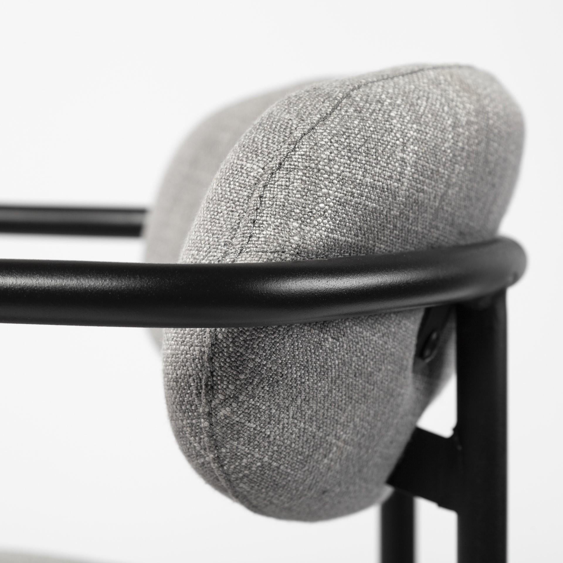 Gray & Black Fabric & Steel Bar Height Bar Chair