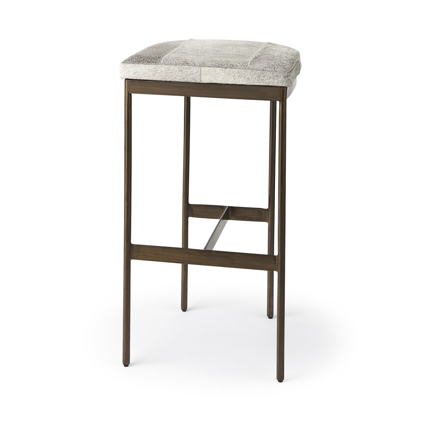 Gold Leather & Metal Backless Bar Chair