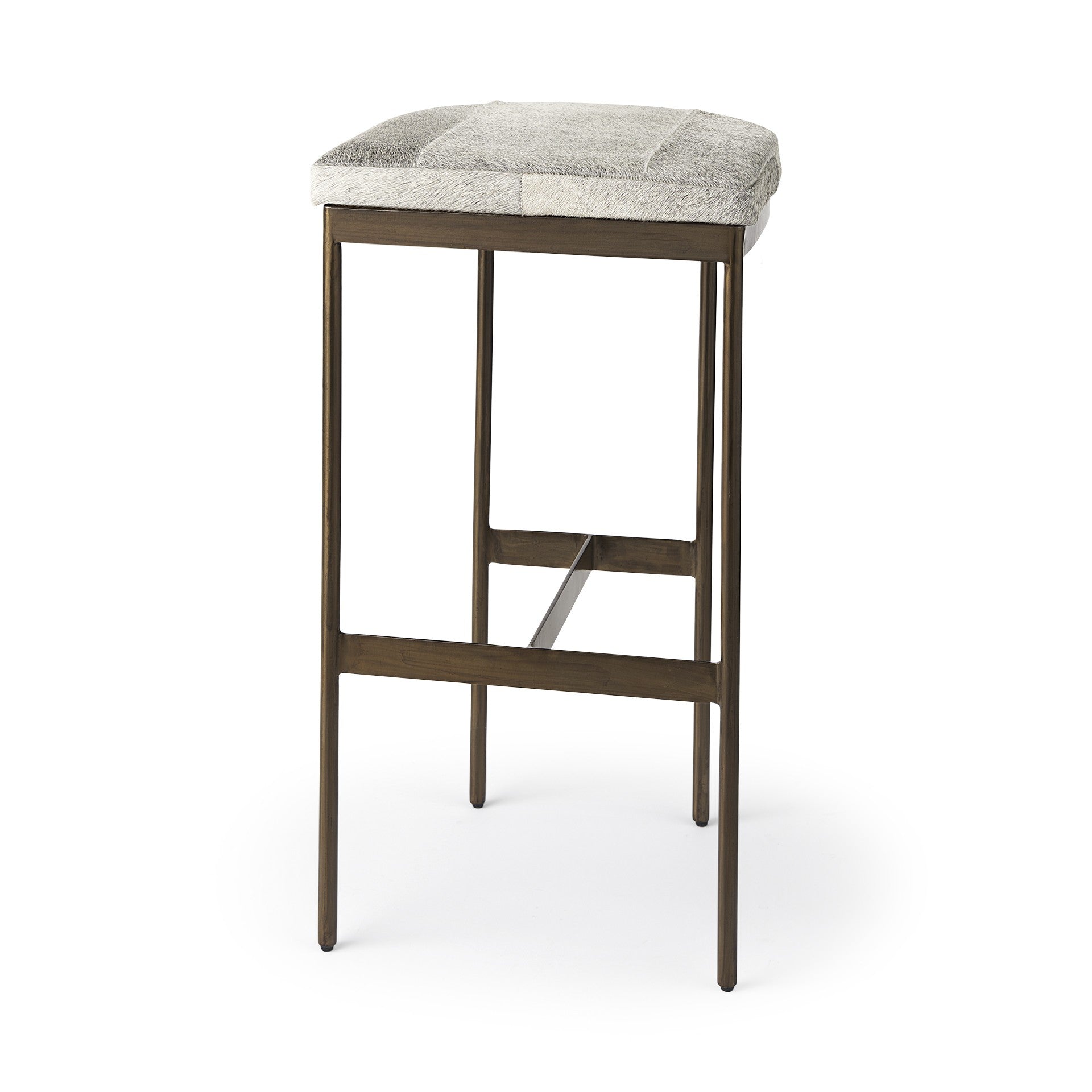 Gold Leather & Metal Backless Bar Chair