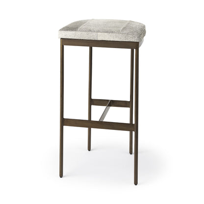 Gold Leather & Metal Backless Bar Chair