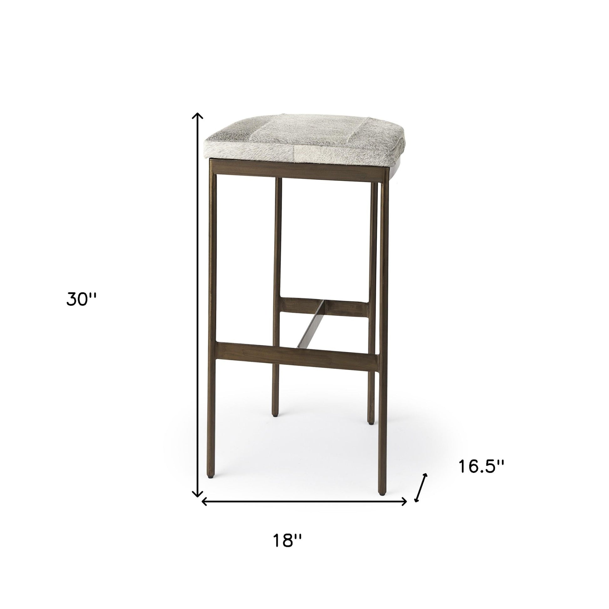Gold Leather & Metal Backless Bar Chair