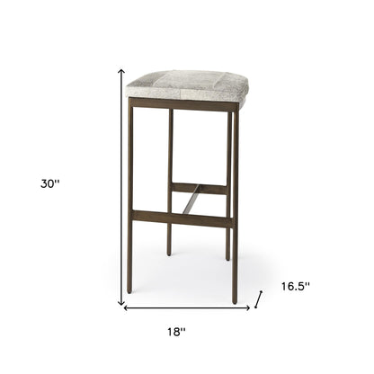 Gold Leather & Metal Backless Bar Chair