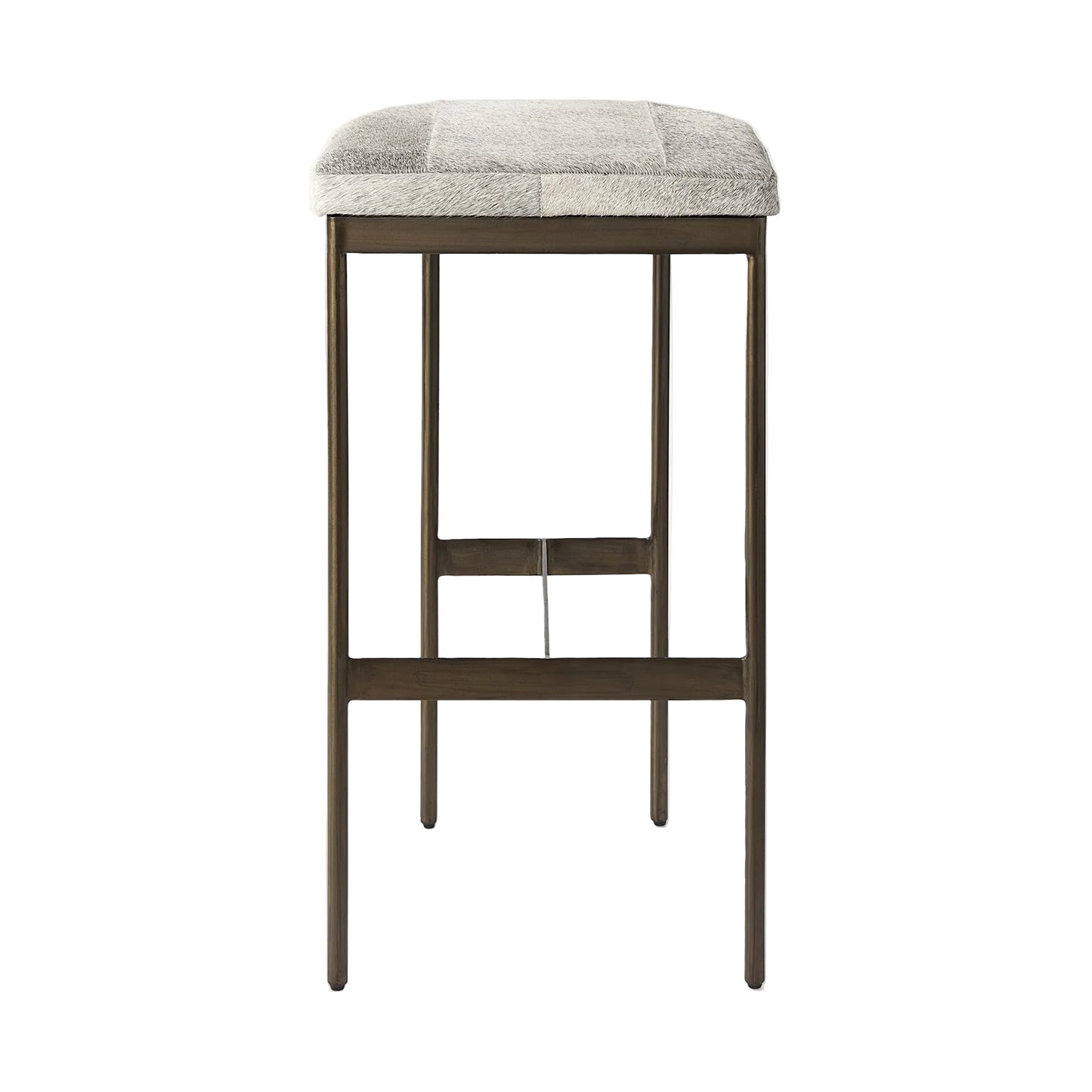 Gold Leather & Metal Backless Bar Chair