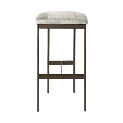 Gold Leather & Metal Backless Bar Chair