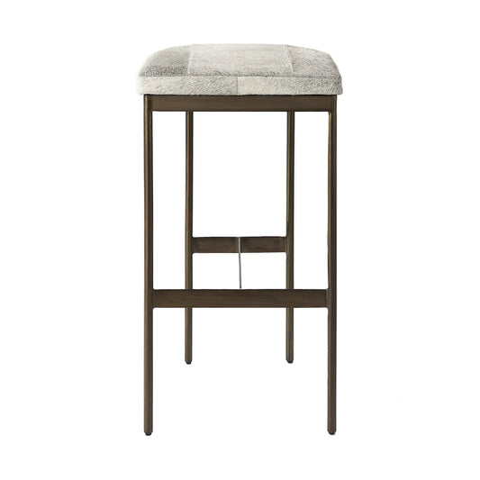 Gold Leather & Metal Backless Bar Chair