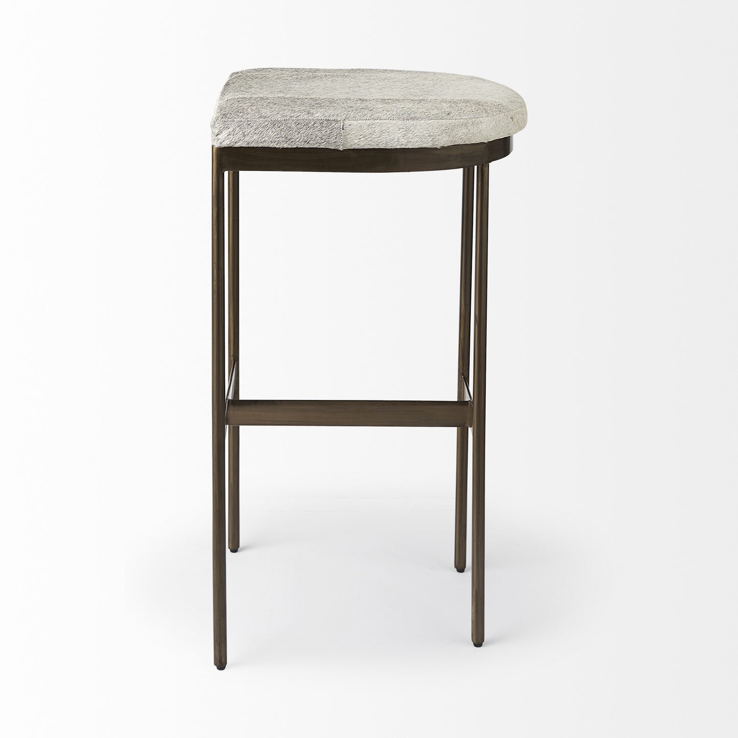 Gold Leather & Metal Backless Bar Chair