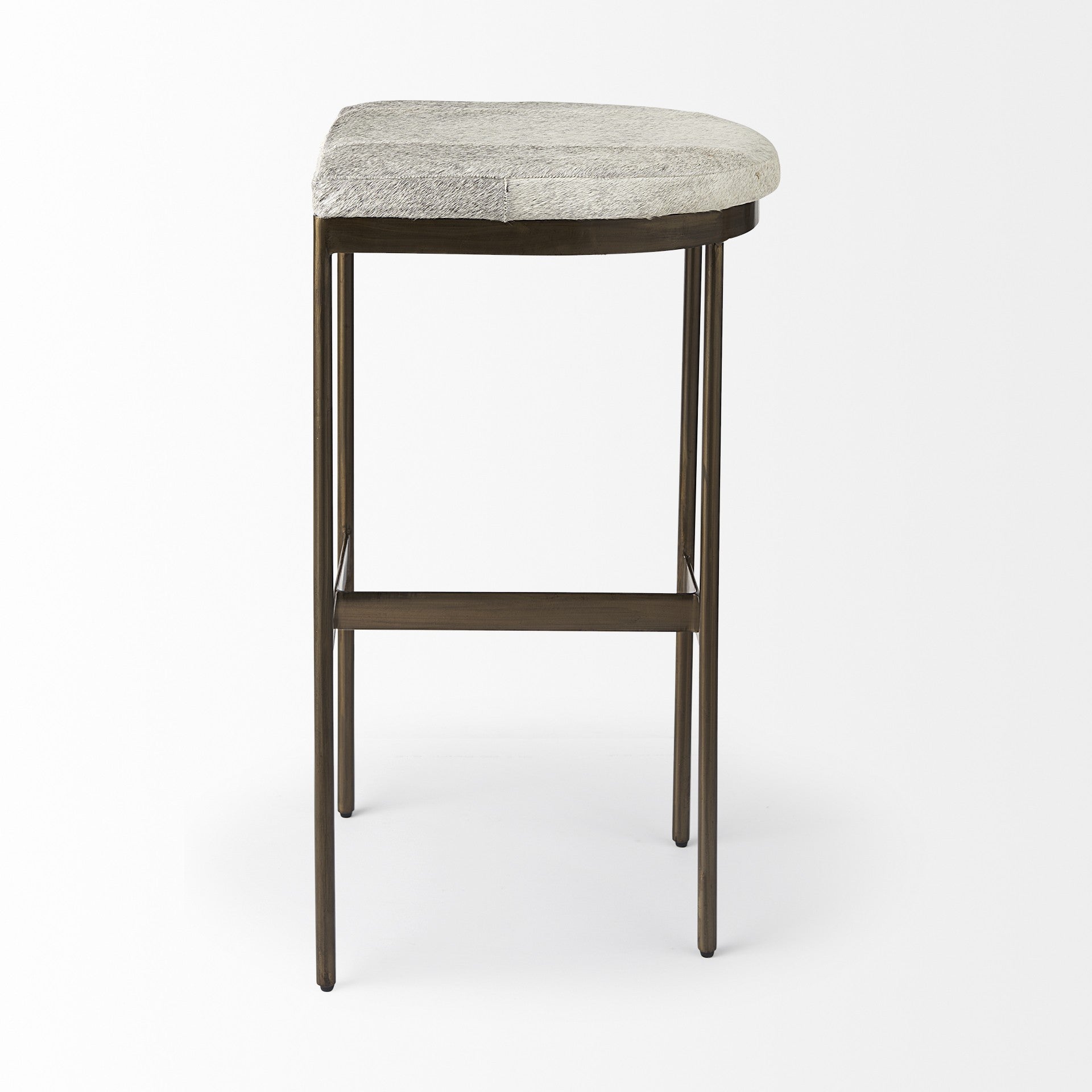 Gold Leather & Metal Backless Bar Chair
