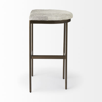 Gold Leather & Metal Backless Bar Chair