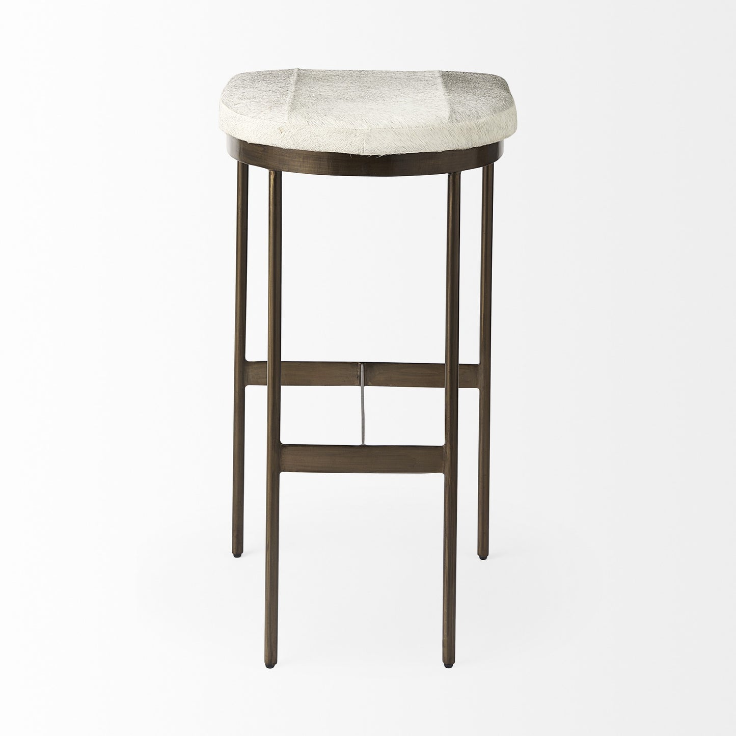 Gold Leather & Metal Backless Bar Chair