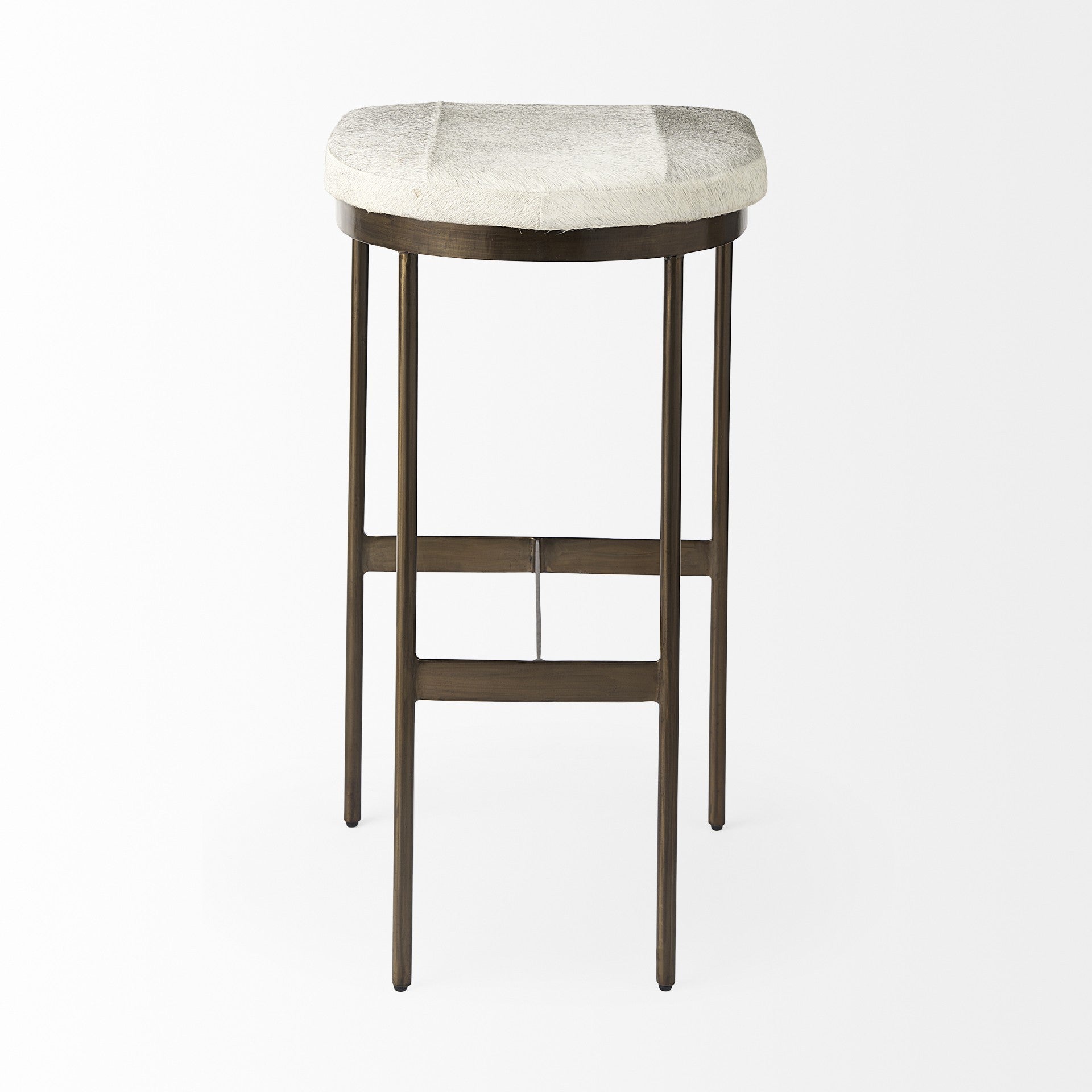 Gold Leather & Metal Backless Bar Chair